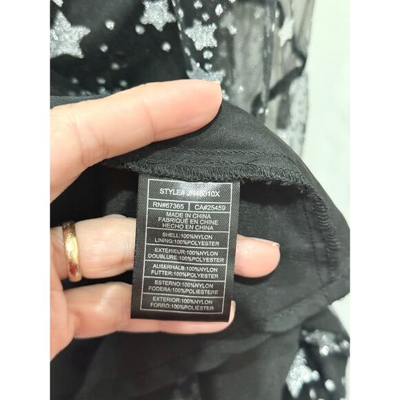 NWT Betsey Johnson Rainbow Star Mesh A-Line Midi Dress Black Women's Size 12 - Picture 3 of 5